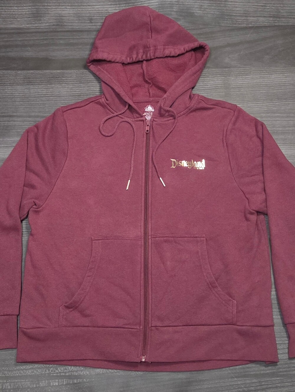 Disney Parks 2024 Castle Hoodie Adult Size L Maroon Gold Jacket